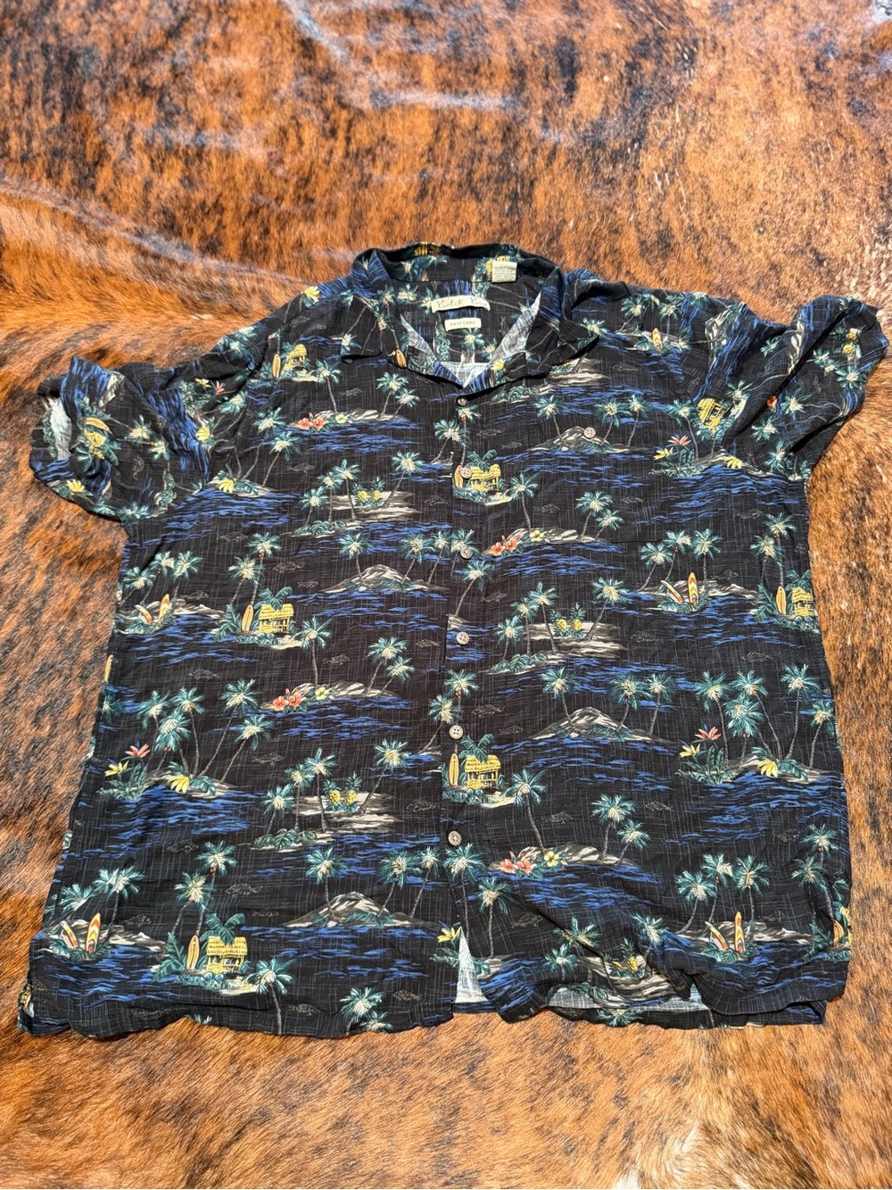 Batik Bay Shirt Multicolor Floral 100% Rayon Hawaiian Camp Beach Mens XL